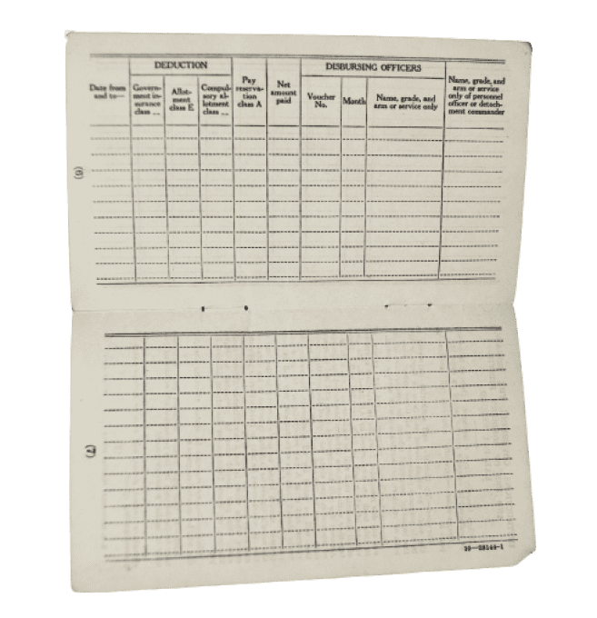 LIVRET PAY RECORD SGT MATTIE