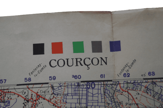 CARTE COURCON FRANCE WAR OFFICE 1944