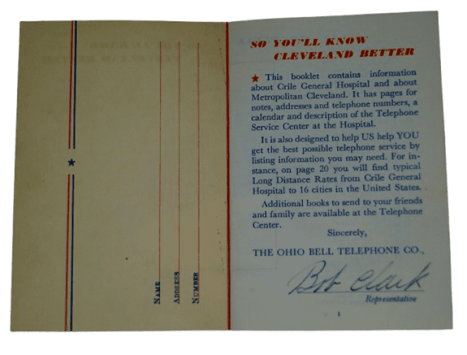 LIVRET CRILE GENERAL HOSPITAL 1944 US ARMY