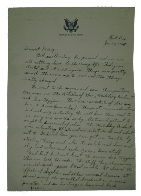 LETTRE PVT DOERRMANN ET LIVRET VENEREAL DISEASE 1943