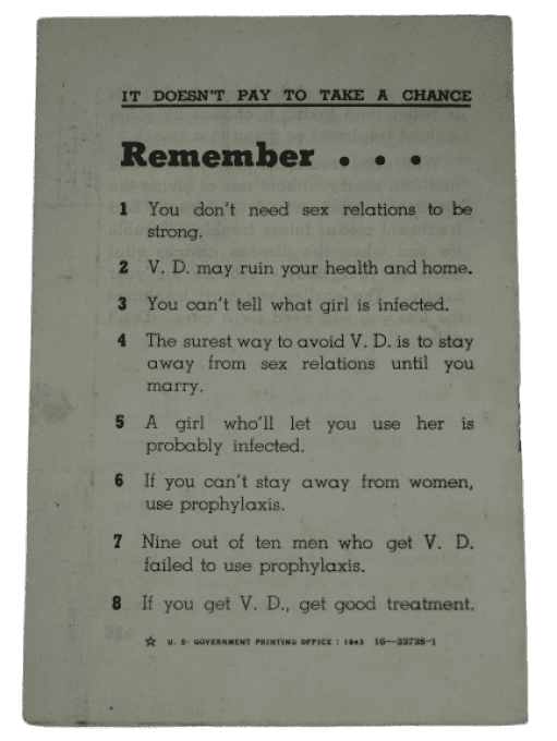 LETTRE PVT DOERRMANN ET LIVRET VENEREAL DISEASE 1943