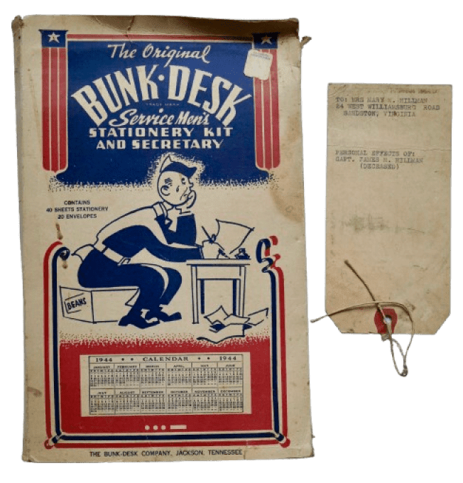 STATIONERY KIT CAPT HILLMAN PILOTE USAAF DNB 1945