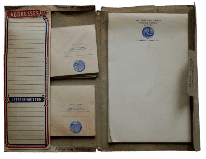 STATIONERY KIT CAPT HILLMAN PILOTE USAAF DNB 1945