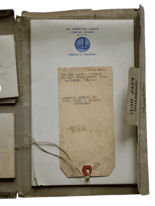 STATIONERY KIT CAPT HILLMAN PILOTE USAAF DNB 1945