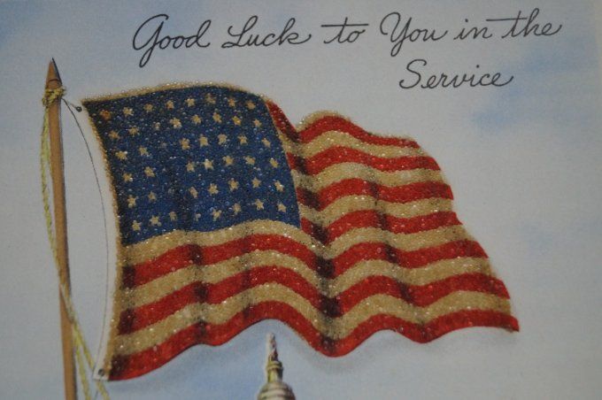 CARTE PORTE BONHEUR GOOD LUCK IN THE SERVICE 1942