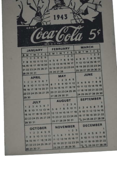 CALENDRIER COCA COLA 1943