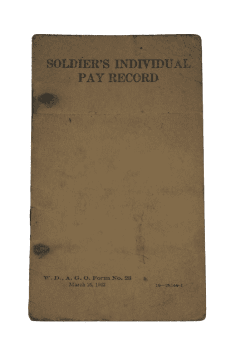 LIVRET PAY RECORD M/SGT FLOYD SCHRECK