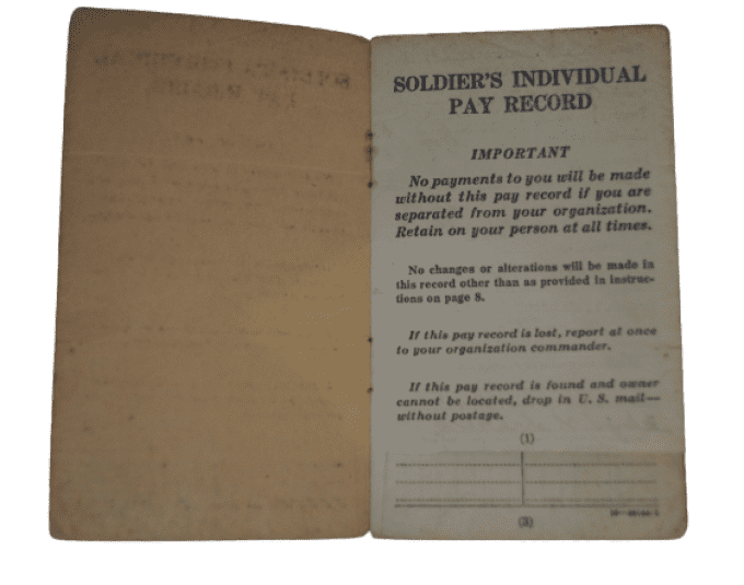 LIVRET PAY RECORD M/SGT FLOYD SCHRECK