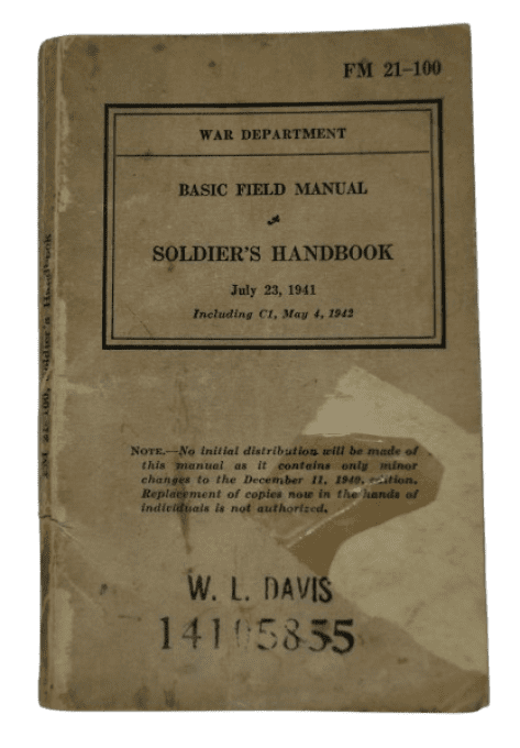MANUEL SOLDIER'S HANDBOOK 1942 PFC WILLIAM DAVIS