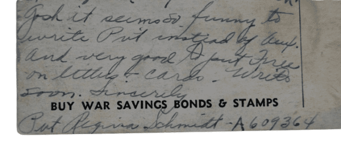 CARTE WAAC FORT DES MOINES 1943 PVT REGINA SCHMIDT 
