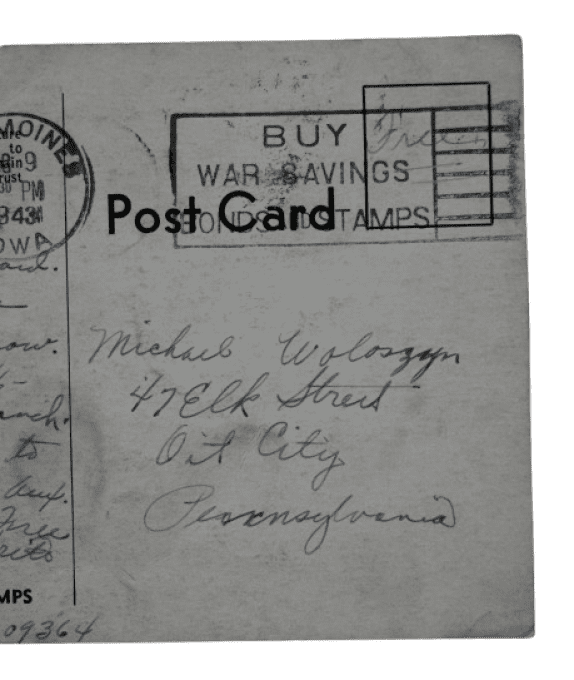 CARTE WAAC FORT DES MOINES 1943 PVT REGINA SCHMIDT 