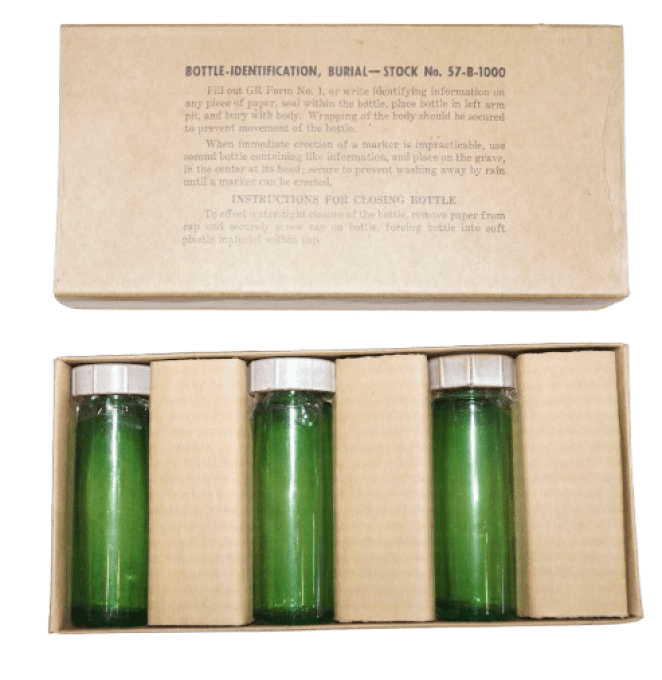 FLACONS D'IDENTIFICATION BOTTLE BURIAL 