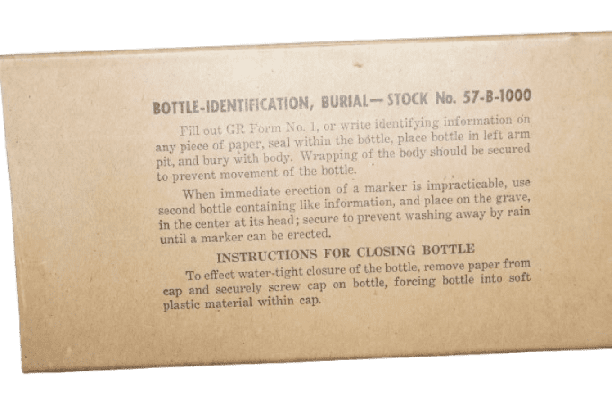 FLACONS D'IDENTIFICATION BOTTLE BURIAL 
