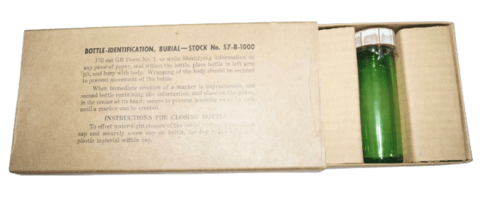 FLACONS D'IDENTIFICATION BOTTLE BURIAL 