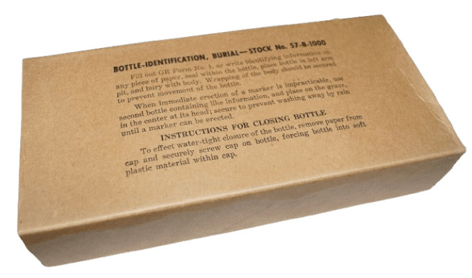 FLACONS D'IDENTIFICATION BOTTLE BURIAL 