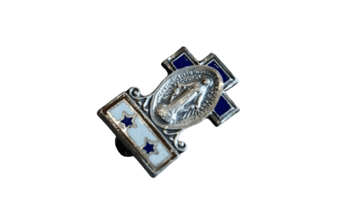 EPINGLE STERLING HOLY MARY SERVICE FLAG 2 ETOILES 