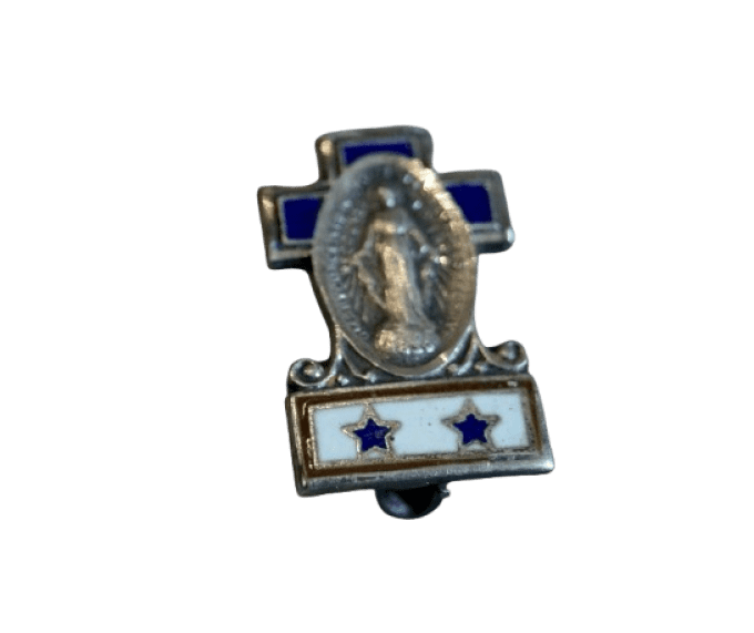 EPINGLE STERLING HOLY MARY SERVICE FLAG 2 ETOILES 