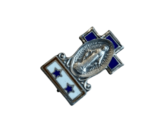 EPINGLE STERLING HOLY MARY SERVICE FLAG 2 ETOILES 