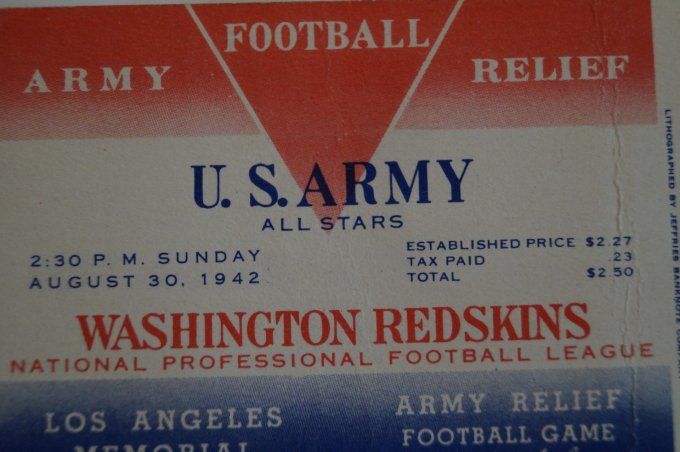 BILLET MATCH FOOTBALL AMERICAN US ARMY 1942