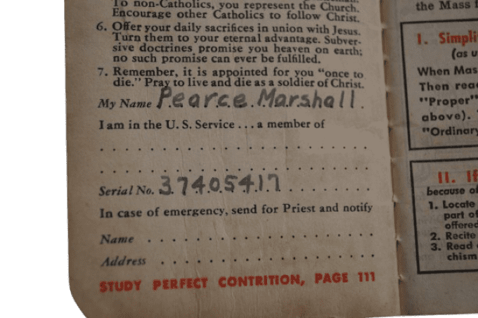 LIVRET MY MILITARY MISSAL T/3 POWELL MARSHALL 1942