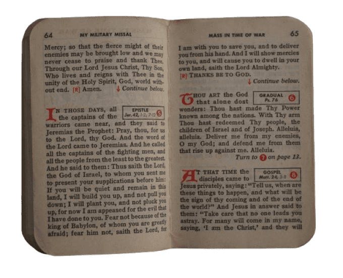LIVRET MY MILITARY MISSAL T/3 POWELL MARSHALL 1942