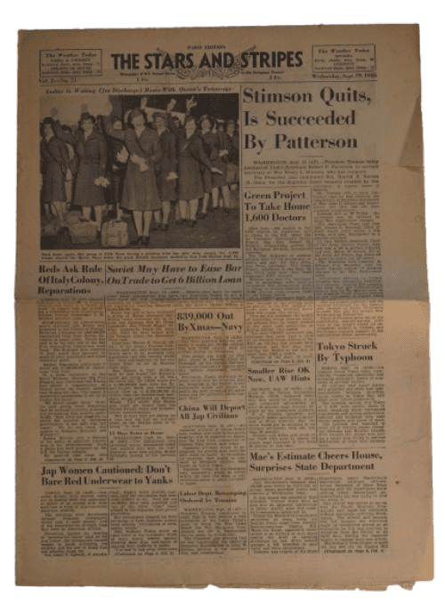 JOURNAL STARS AND STRIPES PARIS EDITION WAC SEPT 1945