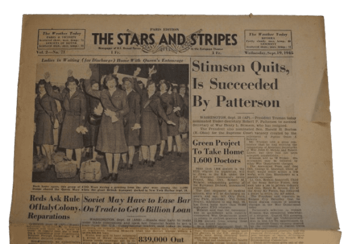 JOURNAL STARS AND STRIPES PARIS EDITION WAC SEPT 1945
