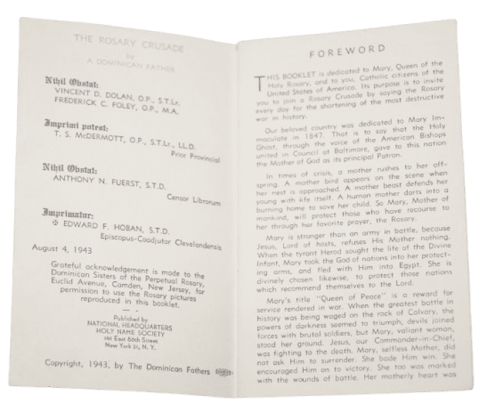 LIVRET RELIGIEUX ROSARY CRUSADE 1943