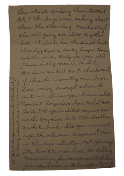 LETTRE FRANCE PFC SMITH 70TH INF DIVISION 270TH ENGINEER