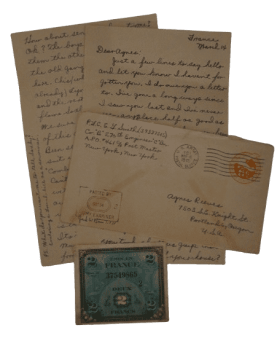 LETTRE FRANCE PFC SMITH 70TH INF DIVISION 270TH ENGINEER