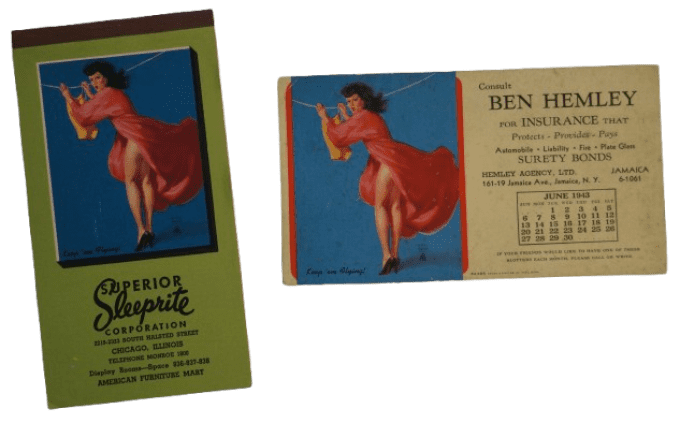 CALENDRIER ET BUVARD PIN-UP EARL MORAN 1943-1944 