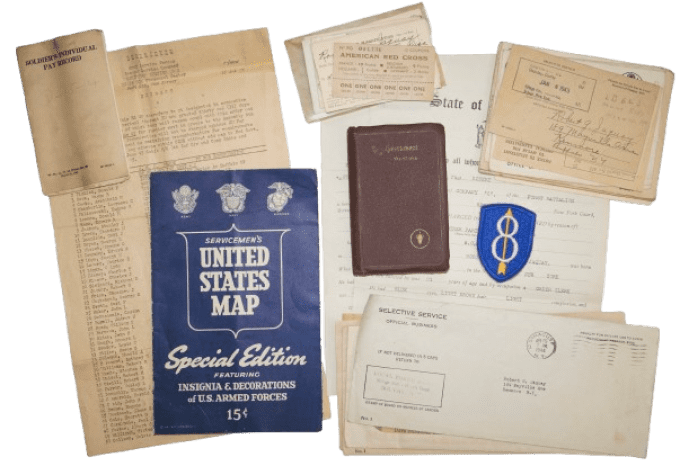 GROUPING PVT ROBERT JAQUAY 8TH INF DIVISION