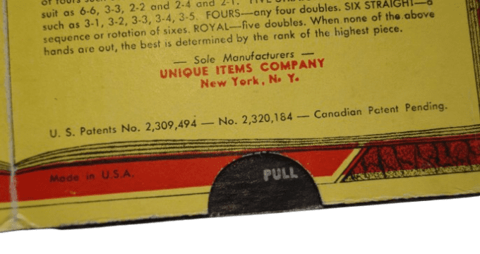 JEU DE POCHE DOMINOES 1943 