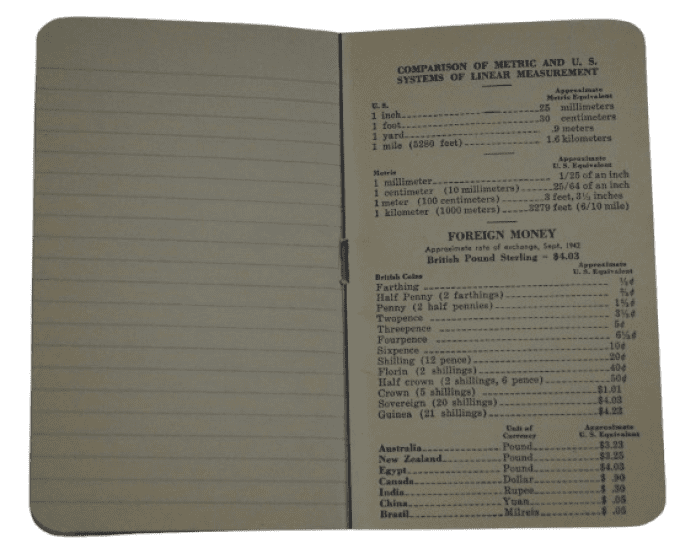 CARNET COCA COLA US ARMY 1943