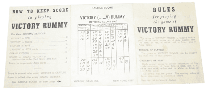 JEU DE CARTES VICTORY RUMMY CARICATURES 1942