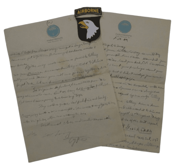LETTRE PVT BIRLEY 101ST AIRBORNE 377TH PFAB FORT BENNING 