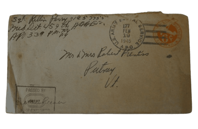 LETTRE SGT PERRY 459TH AAA BN MEDICAL DETACHMENT - ST LO NORMANDIE