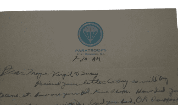 LETTRE PVT BIRLEY 101ST AIRBORNE 377TH PFAB FORT BENNING 