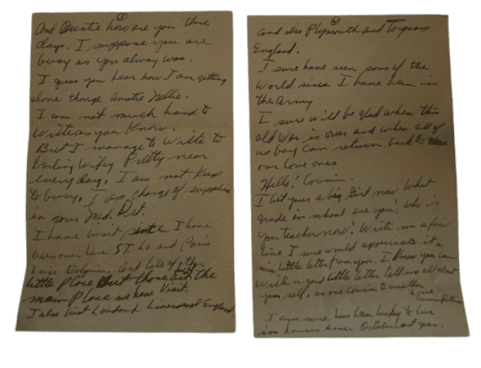 LETTRE SGT PERRY 459TH AAA BN MEDICAL DETACHMENT - ST LO NORMANDIE