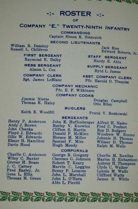 LIVRET NOEL 1941 FORT BENNING 29TH INFANTRY 