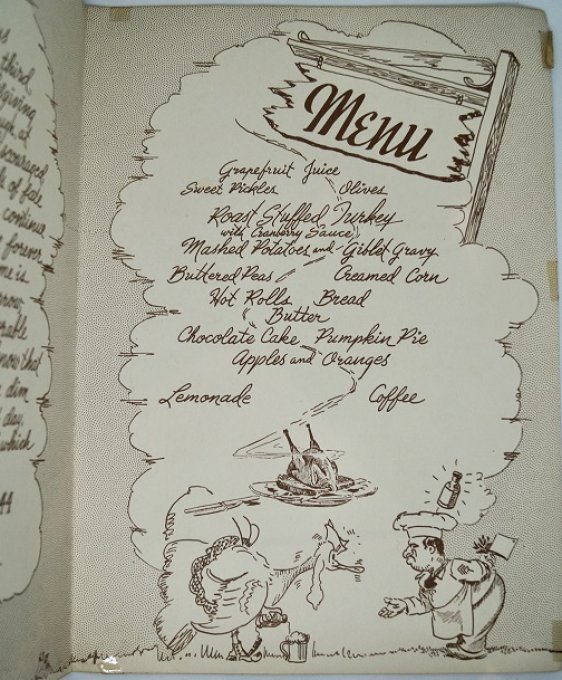 MENU THANKSGIVING 64th ENGINEER Bn 1944