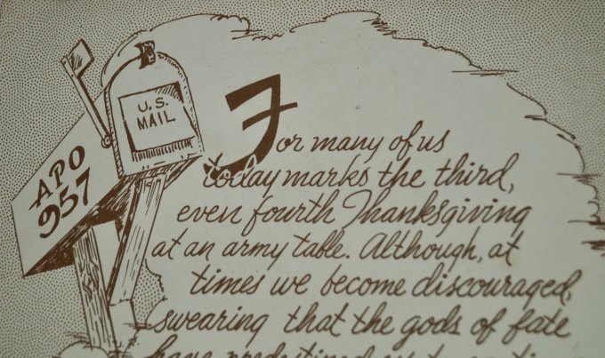 MENU THANKSGIVING 64th ENGINEER Bn 1944