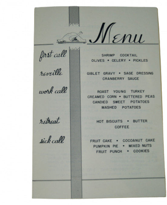 MENU THANKSGIVING 1943 651St ENGINEER 