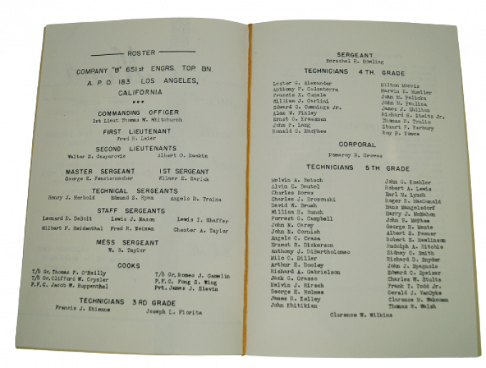 MENU THANKSGIVING 1943 651St ENGINEER 