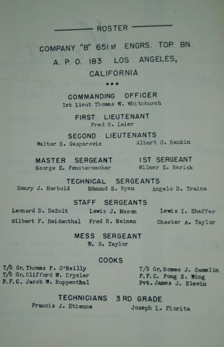 MENU THANKSGIVING 1943 651St ENGINEER 